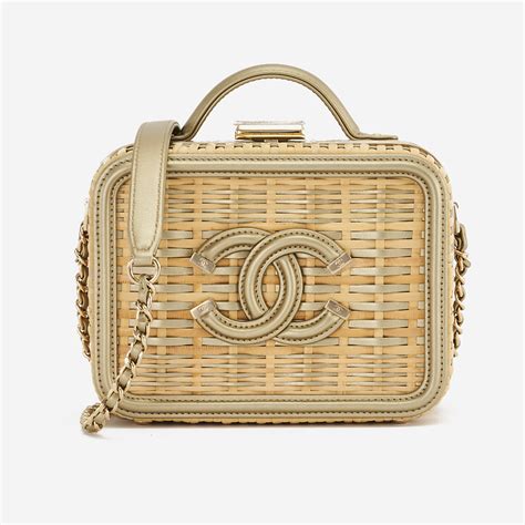 chanel straw vanity case